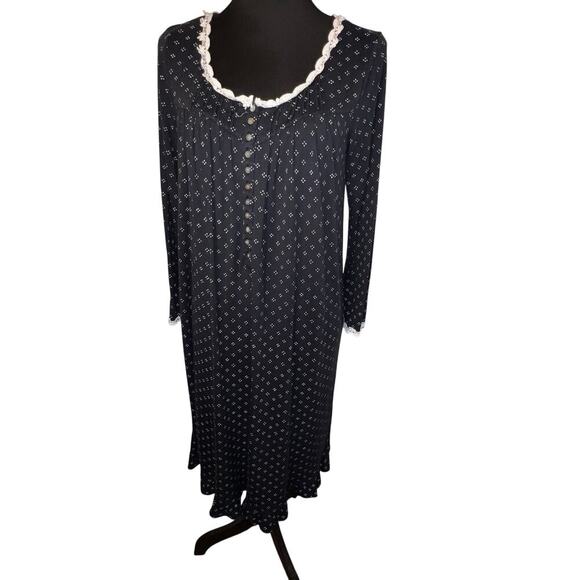 Eileen Fisher West size S maxi ruffle scoop gathered long sleeve nightgown - Picture 1 of 9